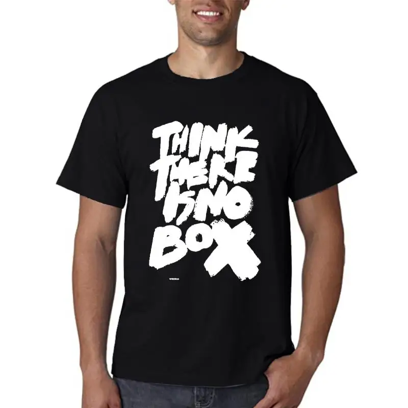 

Мужская футболка из 100% хлопка с короткими рукавами, с принтом «думают, что нет коробки», Повседневная Хлопковая мужская футболка высшего качества, свободные футболки
