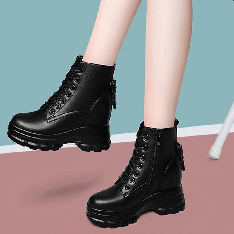 

High Quality Women Martin Boots Lace Up Thick Bottom Martens Botas Mujer Ankle Boot Shoe Leather Chelsea Martins Boot 39 E275