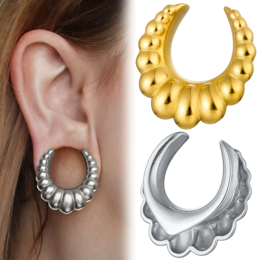 

Carvort 2 PCS Elegant Wedding Saddle Ear Gauges Stainless Steel Ear Tunnels Plugs Piercing Body Jewelry For Women Ears Expander