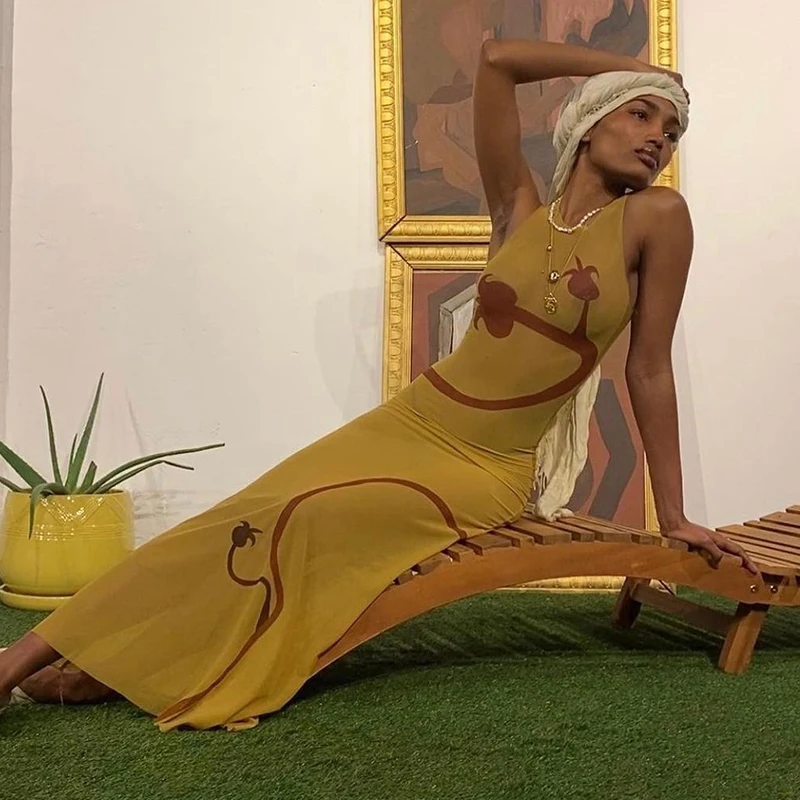 

Женская одежда в европейском и американском стиле, весна-лето 2022, новое повседневное Сетчатое платье с длинным рукавом и круглым вырезом