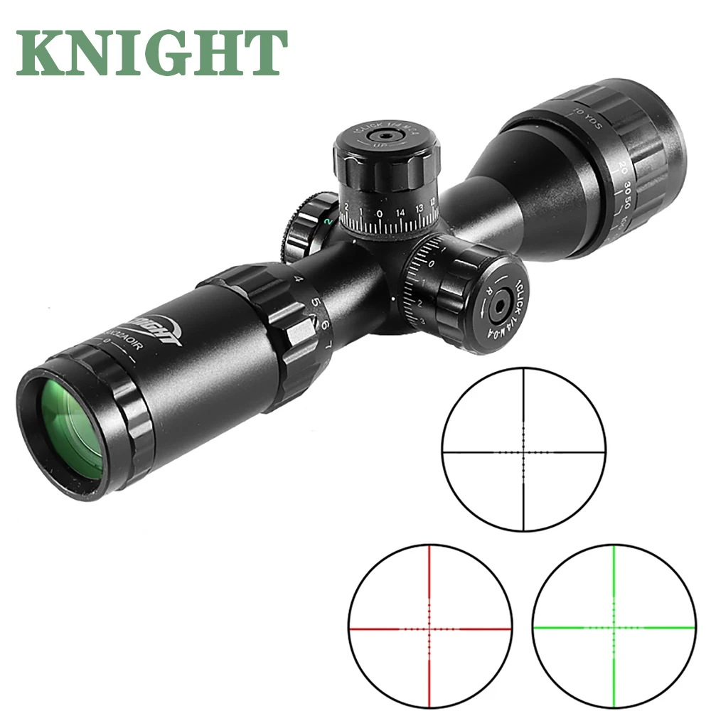 KNIGHT 3-9x32 Tactical Hunting Scopes Red and Green Dot Illuminated Optics Scope Mil-dot Sight Rifle Scope Mirror Sight
