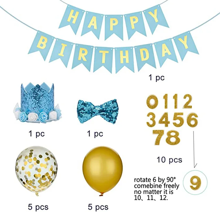 

SURSURPIRSE Cute Pet Theme Blue Pink Latex Confetti Balloon Banner Crown Choker for Little Dogs Cats Birthday Party Supplies
