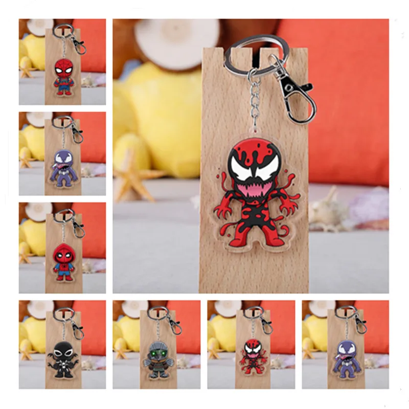 

Hot Movie Superhero Venom Mask Acrylic Keychain Long Tongue Pendant Cosplay Key Chains Keyring Choker Accessories Gift