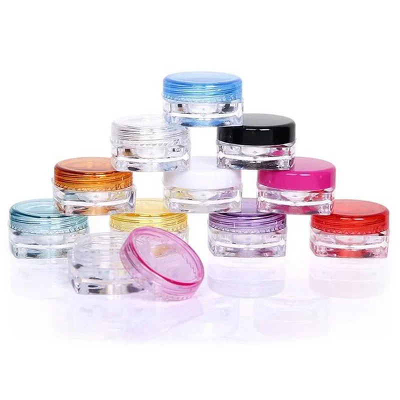 5 шт. 3 г/5 г прозрачные пластиковые квадратные косметические банки горшки для