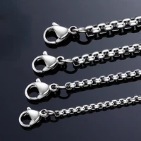 square pearl chain titanium steel mens womens necklace 304 stainless steel chain furnace vacuum electroplating never fading
