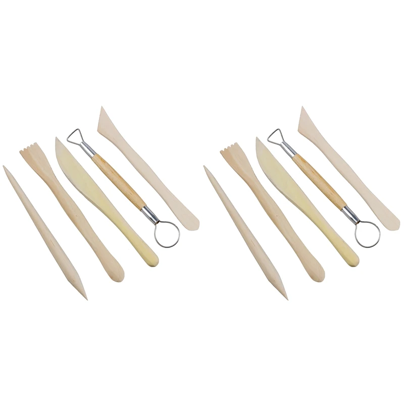 

10Pcs Wooden Pottery Clay Sculpture Carving Tool Set