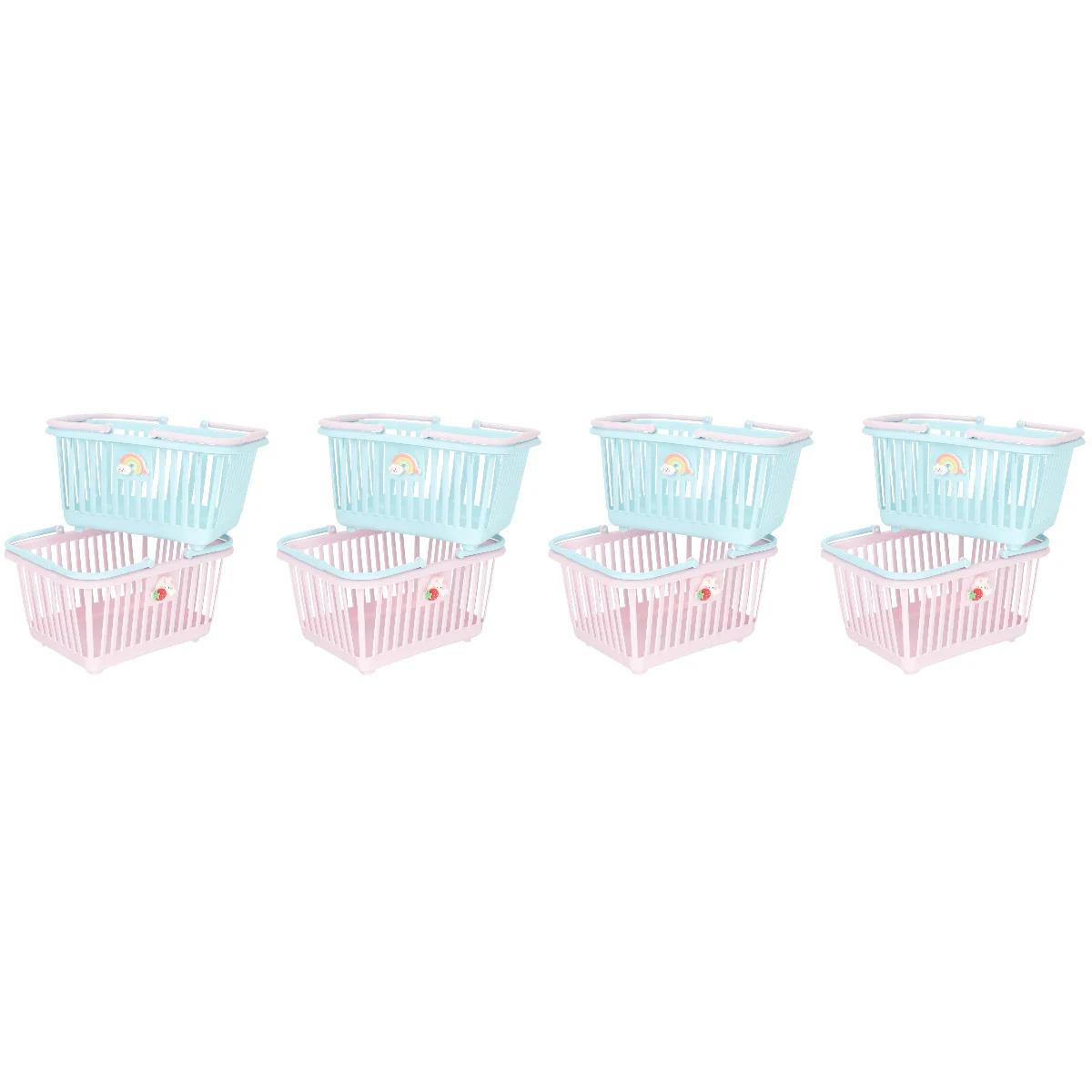 

8 Baskets with Handles Portable Basket Home Storage Organizer