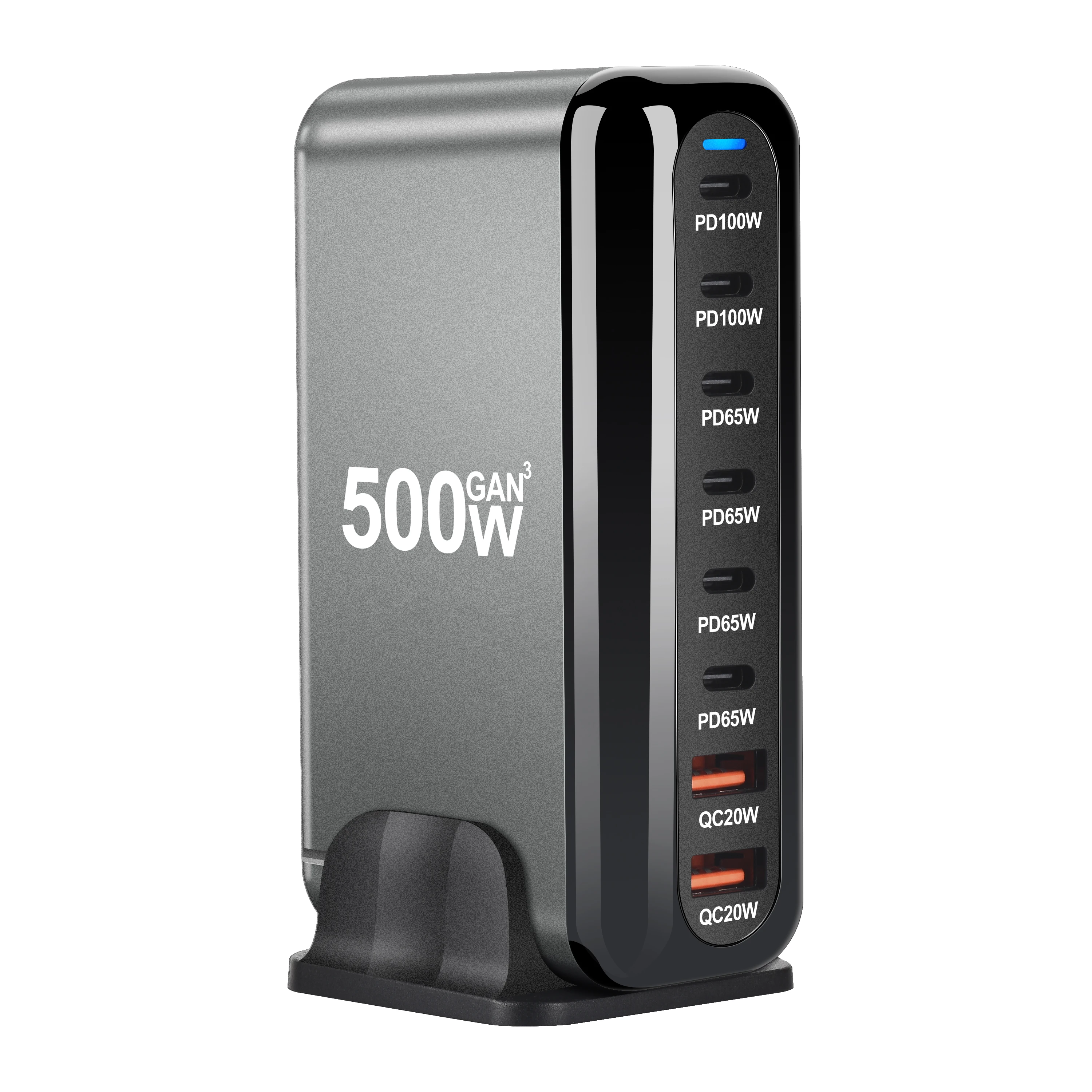 8-портовое настольное зарядное устройство GaN мощностью 500 Вт USB Type C PD быстрое