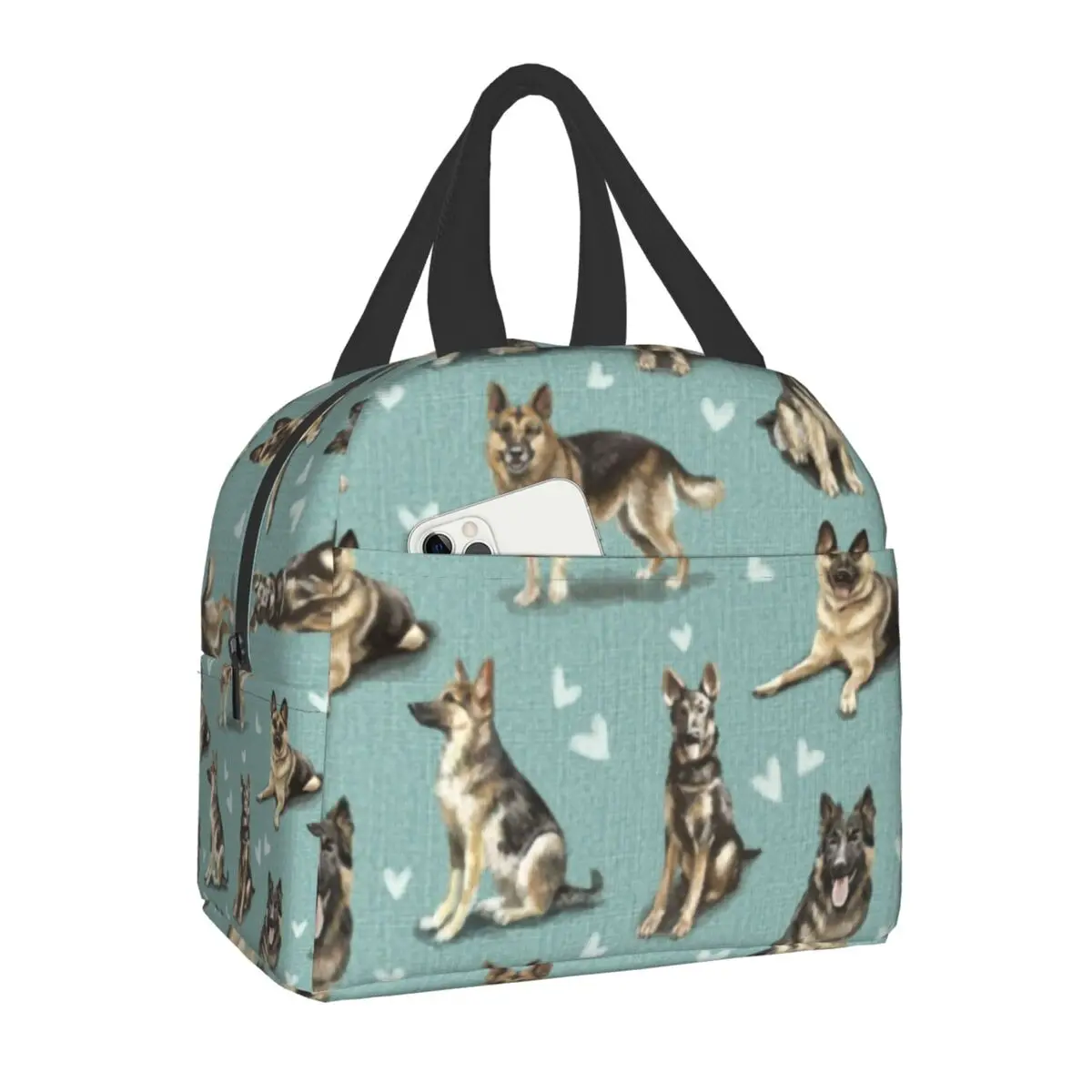 

German Shepherd Dog Thermal Insulated Lunch Bags Women Alsatian Wolf Dog Resuable Lunch Tote Work School Travel Storage Food Box