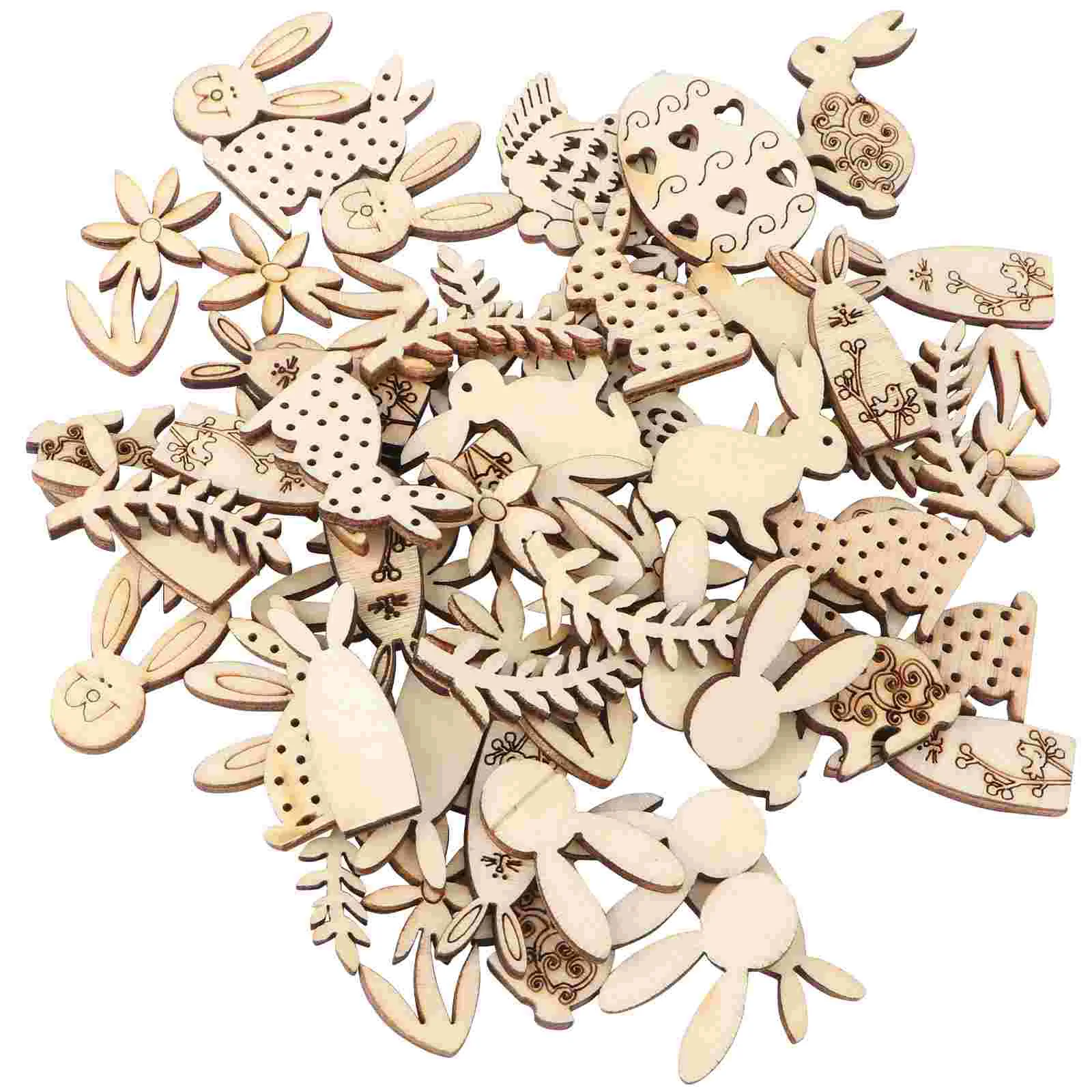 

100 Pcs Rabbit Decor Egg Wooden Slices Rabbit Ornament Easter Sign Pieces House Ornaments Easter Wooden Ornaments Decorations