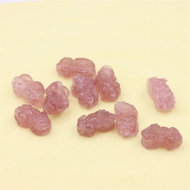 

ZFSILVER Natural Strawberry Quartz Brave Troops Beads Hole DIY Bracelets Necklaces Pendants For Women Fine Jewelry Accessories