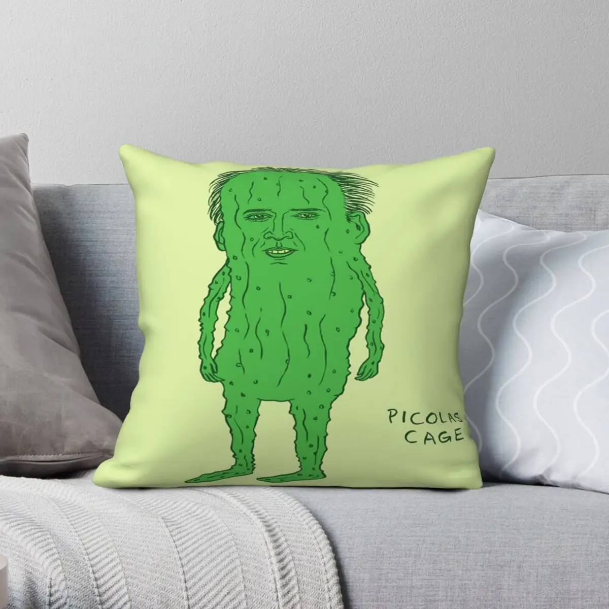 

Picolas Cage Square Pillowcase Polyester Linen Velvet Creative Zip Decorative Throw Pillow Case Home Cushion Case 18"