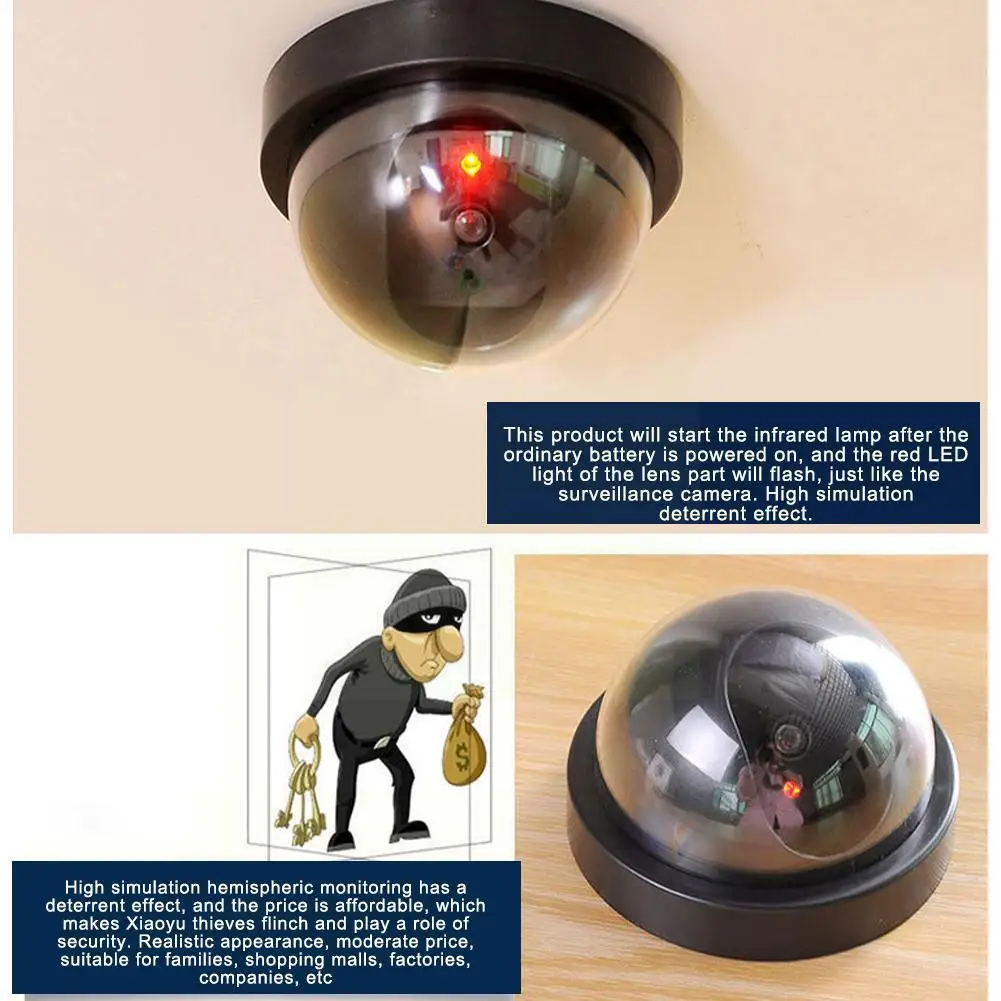 

Dome Simulation Burglar Alarm Camera Indoor Outdoor Light Surveillance Flashing Red Dome Camera With Camera Fake Webcam Hom F6u0