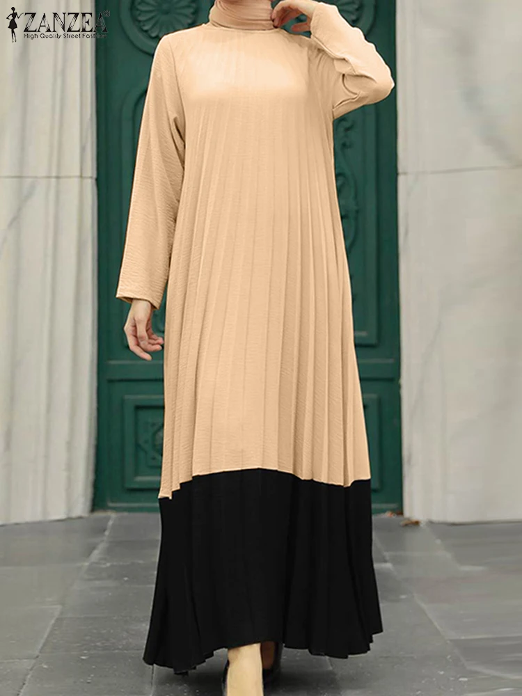

Модное женское платье ZANZEA, модель Eid Mubarek, мусульманское платье с круглым вырезом, платья с длинным рукавом, винтажный халат, свободные платья, большие размеры