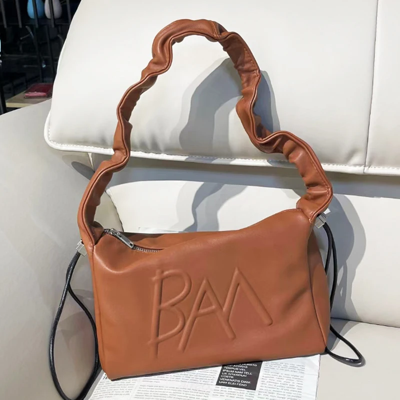 

Korean Casual Bags For Women Luxury Designer Handbags And Purses 2023 New In PU Ruffles Letters Decoration Small Pillow Shoulder