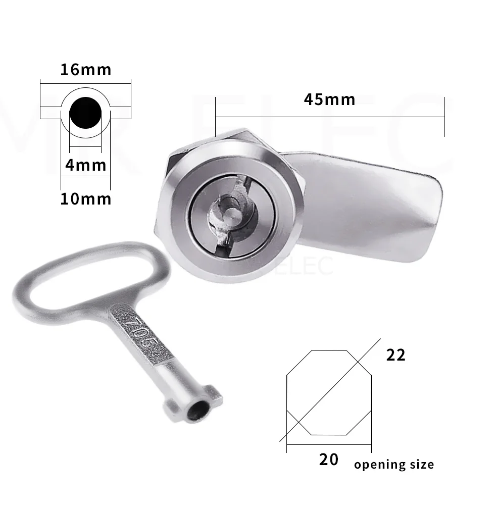 

1 комплект, установка 22 мм, замок для распределительного шкафа, панельный замок, замок из нержавеющей стали 304, замок для кулачкового шкафа, жестяная коробка,