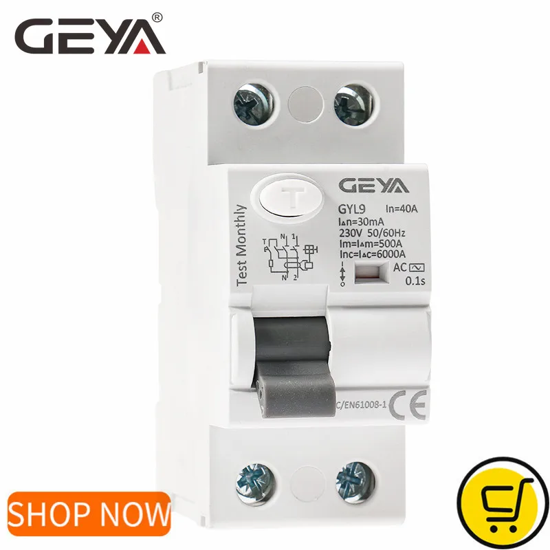 Geya Gyl9 tipo ac Rccb Interruptor de Corrente Residual ac Elcb Polo 25a 40a 63a 80a 100a Rcd