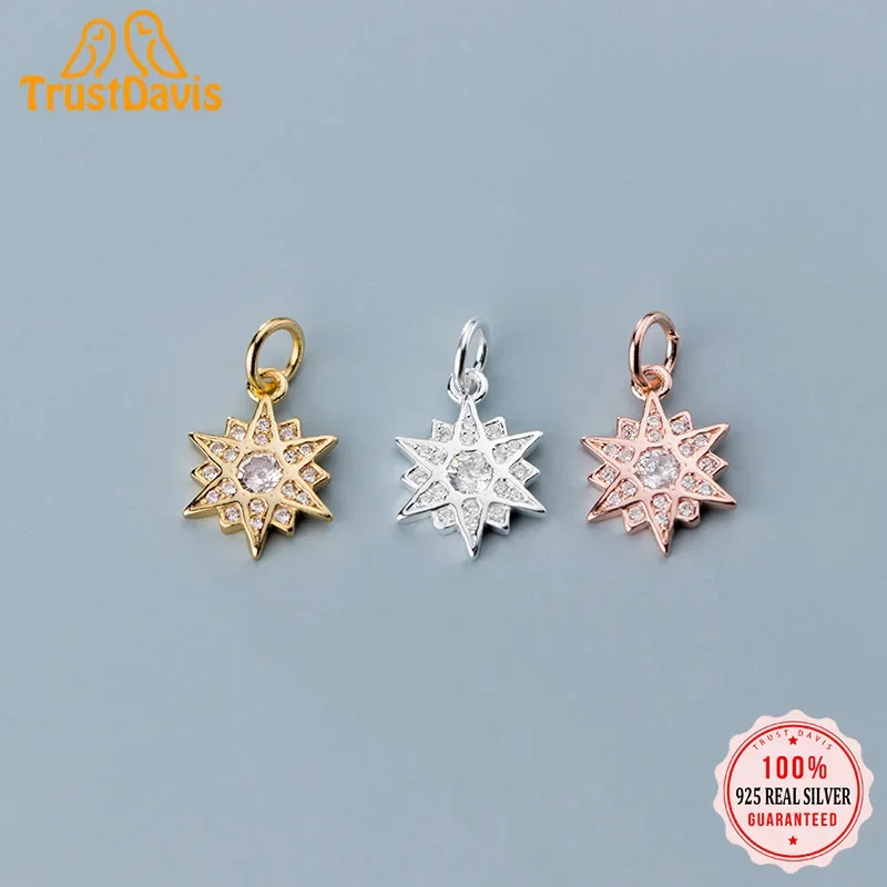 TrustDavis Настоящее серебро 925 пробы мода 3 цвета звезда CZ Очаровательная подвеска