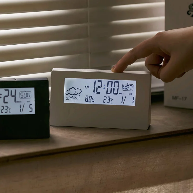 

Led Clock For Desk With Temperature Calendar Silent Intelligent Weather Electronic Desktop Table Clock Alarm Clocks For Bedrooms