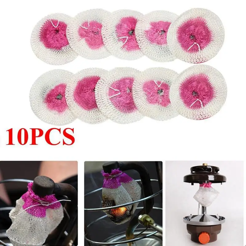 

10Pcs Gas Lantern Mantles Yarn Wick Dual Head Kerosene Gas Lamp Cover Mesh Light Mantle Spare Accessories Stove Hood Lampshade