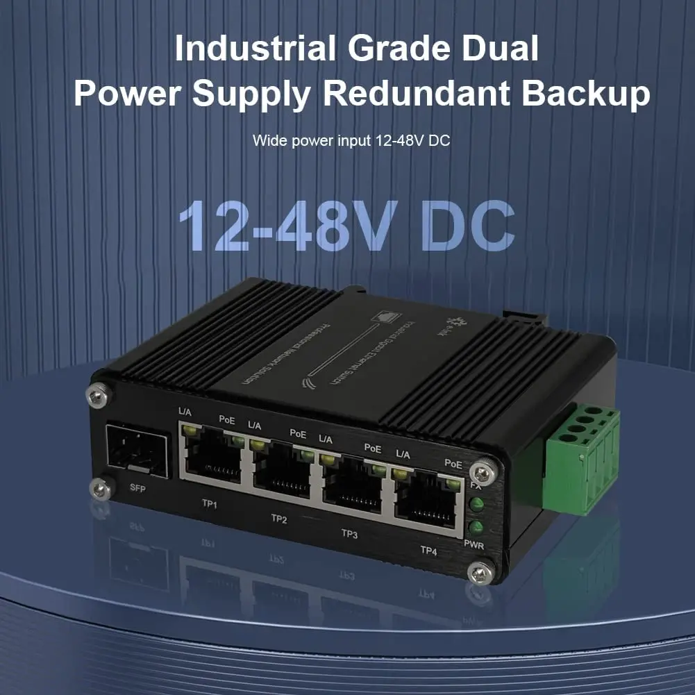 Промышленный 5-портовый Gigabit Ethernet (POE)/4 RJ45 1000 Мбит/с (POE) сетевой коммутатор с портом
