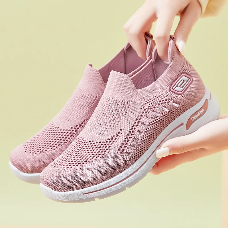 Fashion Women Leisure Sneakers Outdoor Mesh Soft Bottom Sport Shoes Solid Slip on Breathable Shoes Sneakers Women Zapatos Mujer