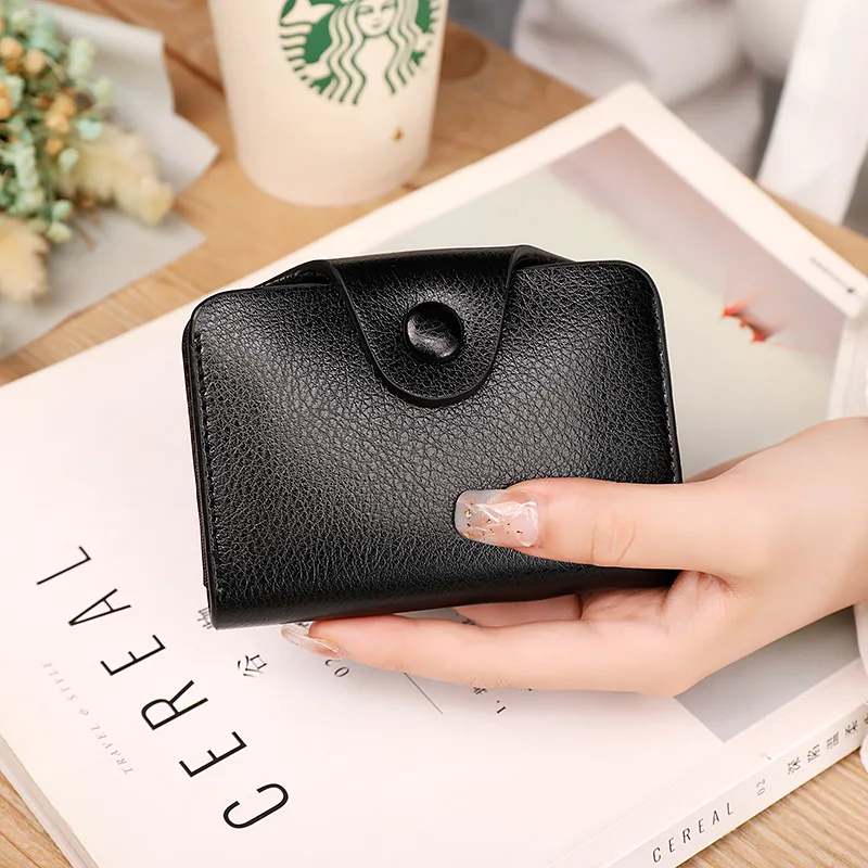 

MONNET CAUTHY New Arrival Credit Card Holder PU Multi-card Slot Solid Color Brown Blue Black Red Coin Pouch