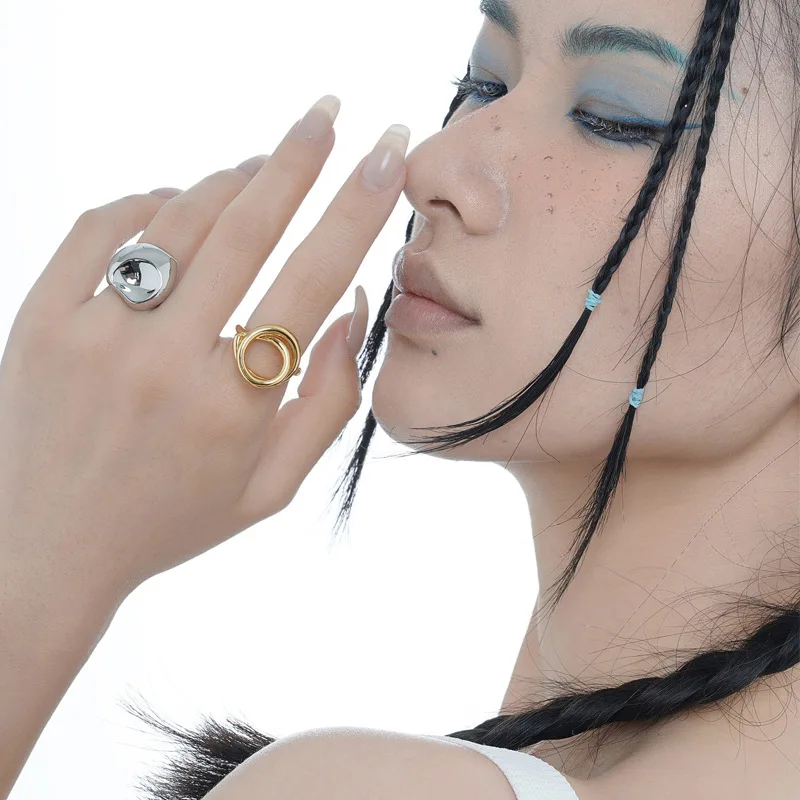 

Популярные зеркальные серебряные блестящие украшения с иконами без глицетов, Женские Геометрические кольца с ощущением навсегда для молод...