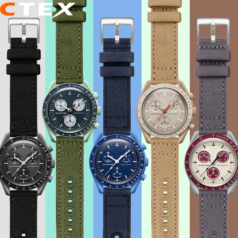 Nylon Canvas Watchband For Omega X Swatch Joint MoonSwatch Planetary Outdoor Sports Quick Release Strap Men Women Bracelet 20mm