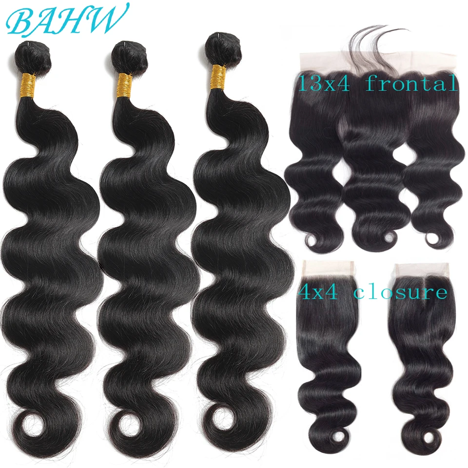 Body Wave Human Hair Bundle With Closure HD Transparent Lace Closure With Bundles Weave Bundle With Frontal Extension Remy Hair