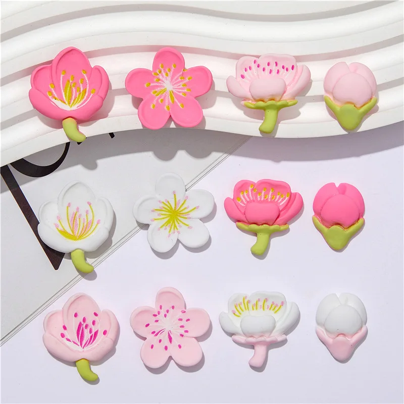 

Colorful 3D Painted Cherry Blossoms Series Flatback Stone Figurine Scrapbook Kawaii Embellishments DIY Decor Home Accessories