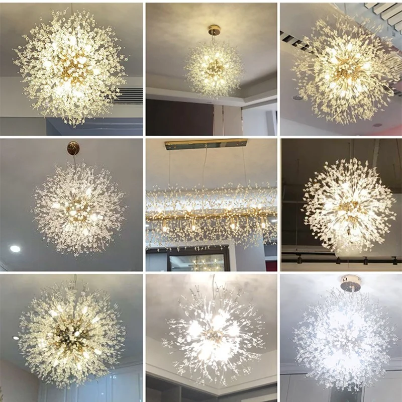 

Modern Golden Star Chandelier Lights Dandelion Crystal Led Hanging Lamp for Living Room Lamp Bedroom Dining Room Decorative Lamp