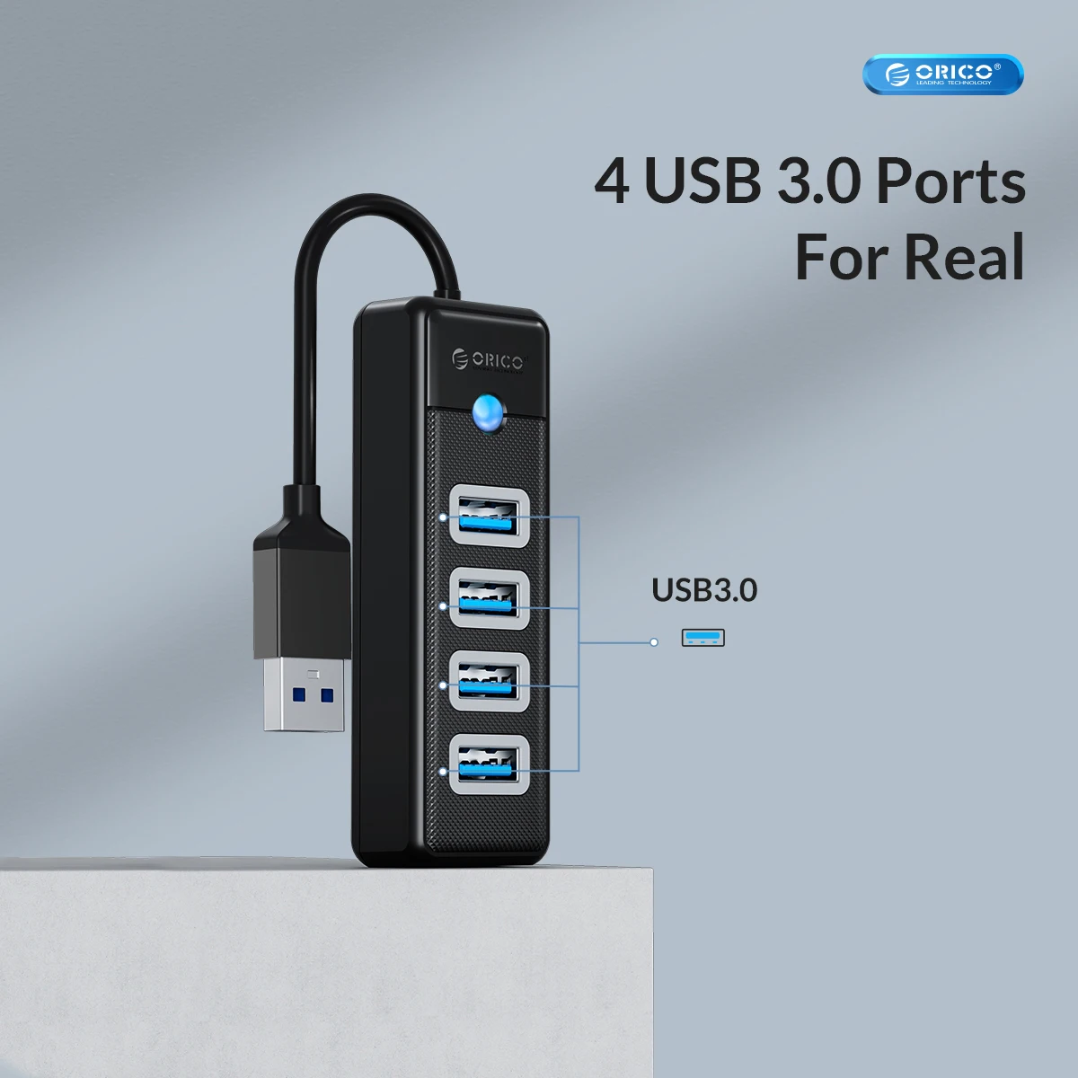Фото USB-хаб ORICO 3.0 с 3/4 портами, высокоскоростной мини-разветвитель USB, OTG-адаптер для настольного ПК, компьютерные аксессуары, док-станция №2