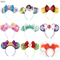 10pcslot spring butterfly mouse ears headband for girls sequins 5bow hairband women festival diy hair accessories wholesales