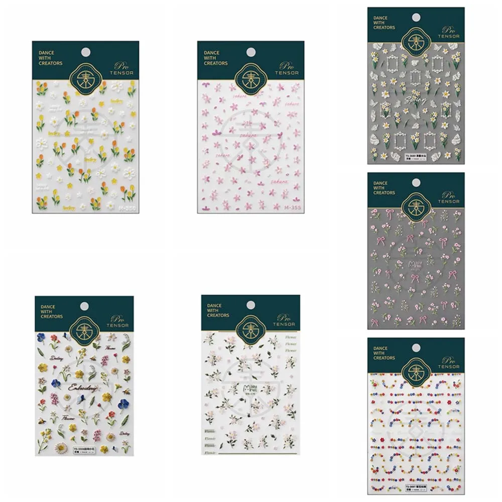 Тюльпан желе цветок наклейки для ногтей Сакура ромашка персиковый розовый бант