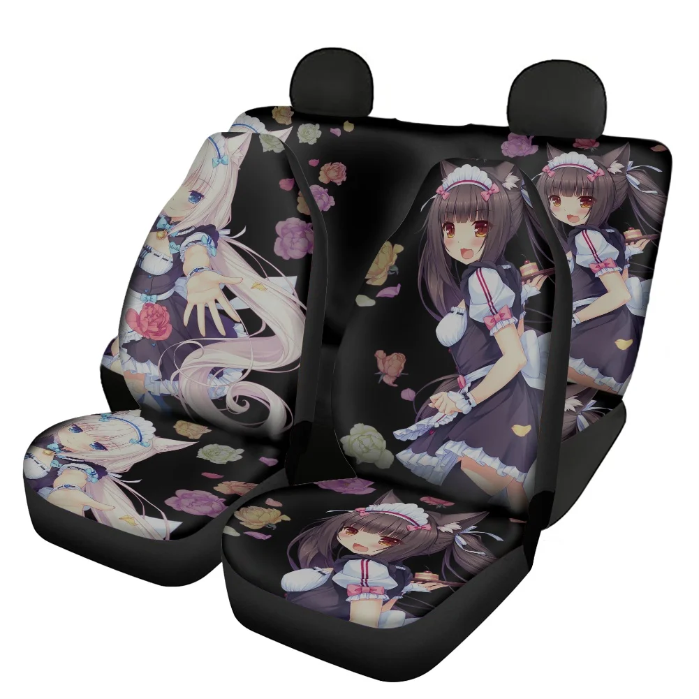 Hot Sales Anime Nekopara Design Universal Car Front/Back Seat Covers Comfortable Car Interior Seat Covers Full Set for Car SUV