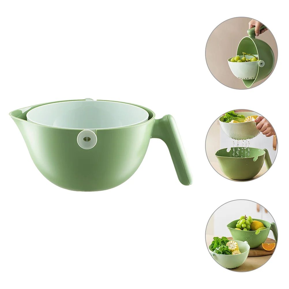 

Double Layer Drainer Basket Kitchen Filter Draining Fruit Washing Strainer Colander Bowl Hamper Storage