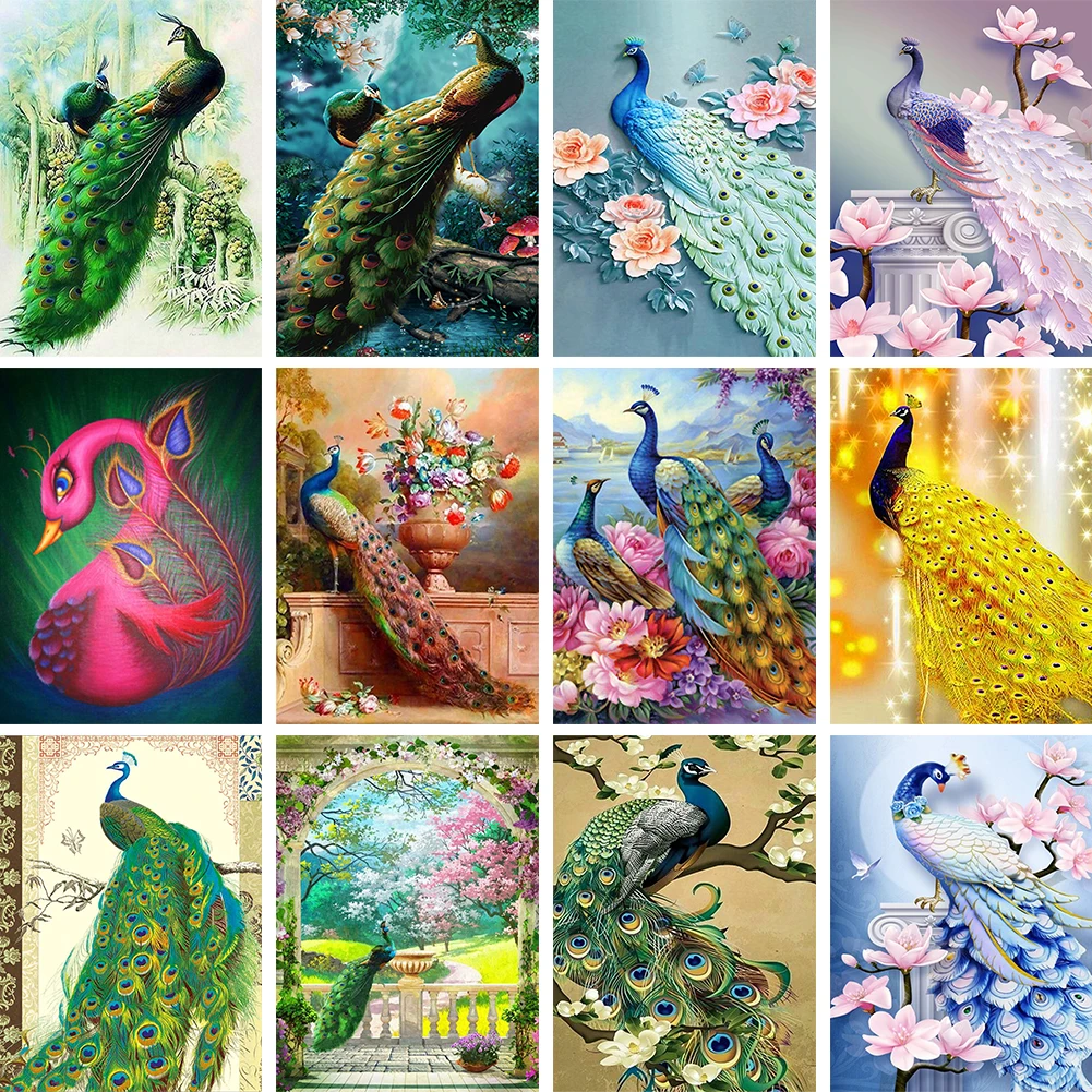 

5D DIY Алмазная мозаика с рисунком павлина, полная круглая Алмазная вышивка, искусство, аксессуары