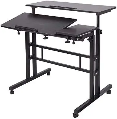 

Rolling Desk Standing Desk, Sit-Stand Desk Cart Mobile Computer Desk Stand Up Desk Office Desk Riser Standing Table Workstation