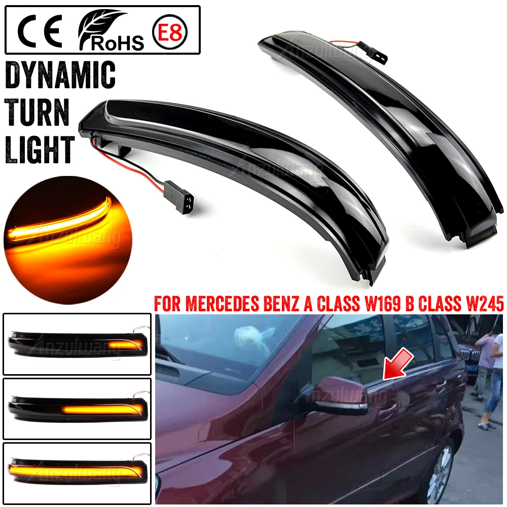 

2Pcs Dynamic Blinkers LED Streamer Turn Signal Lamp Car Rear Mirror Indicator Light For Mercedes Benz A B Class W169 W245 08-12