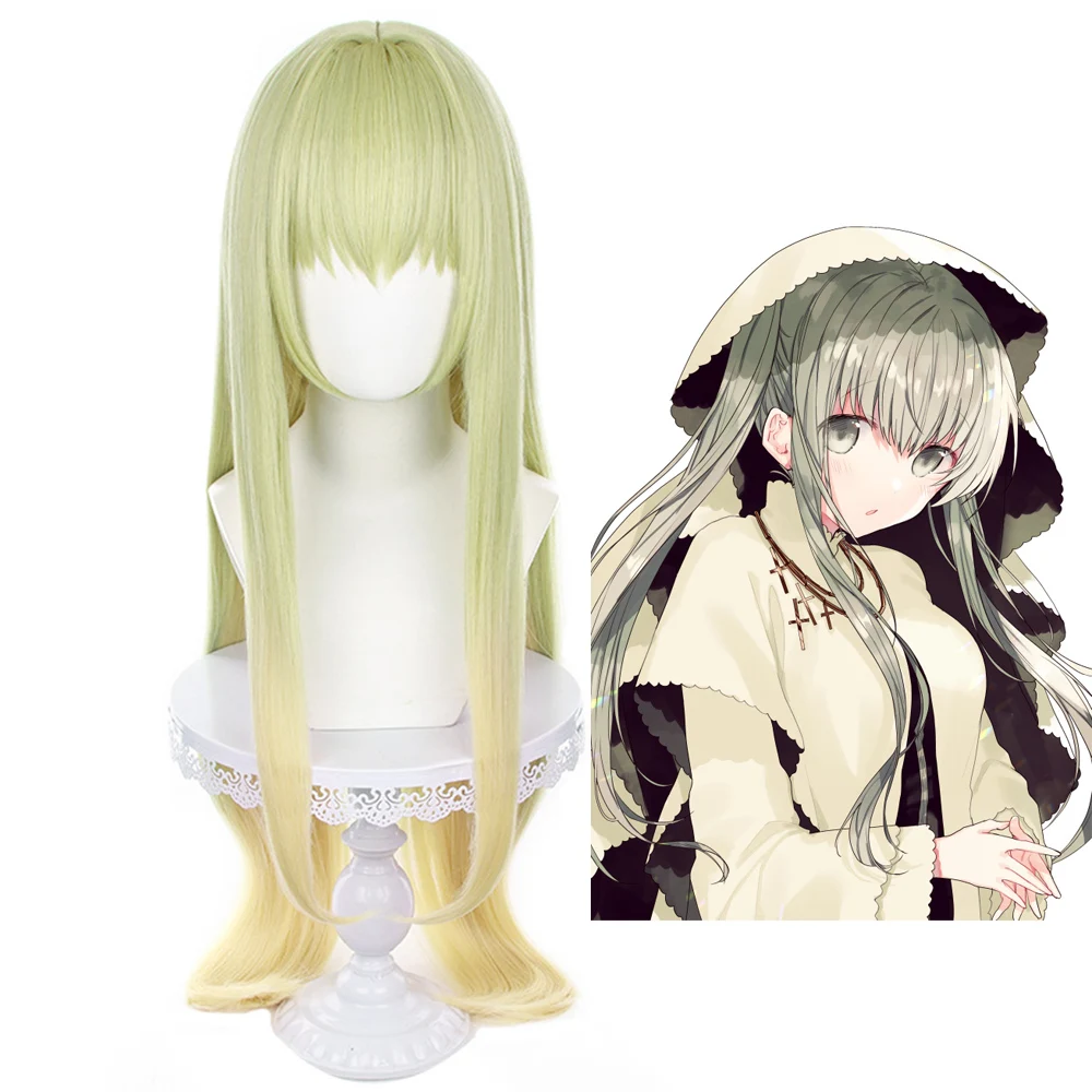 

Парик для косплея священной церцилии из аниме «белые», зеленые длинные термостойкие синтетические волосы, головной убор для косплея, парики на Хэллоуин