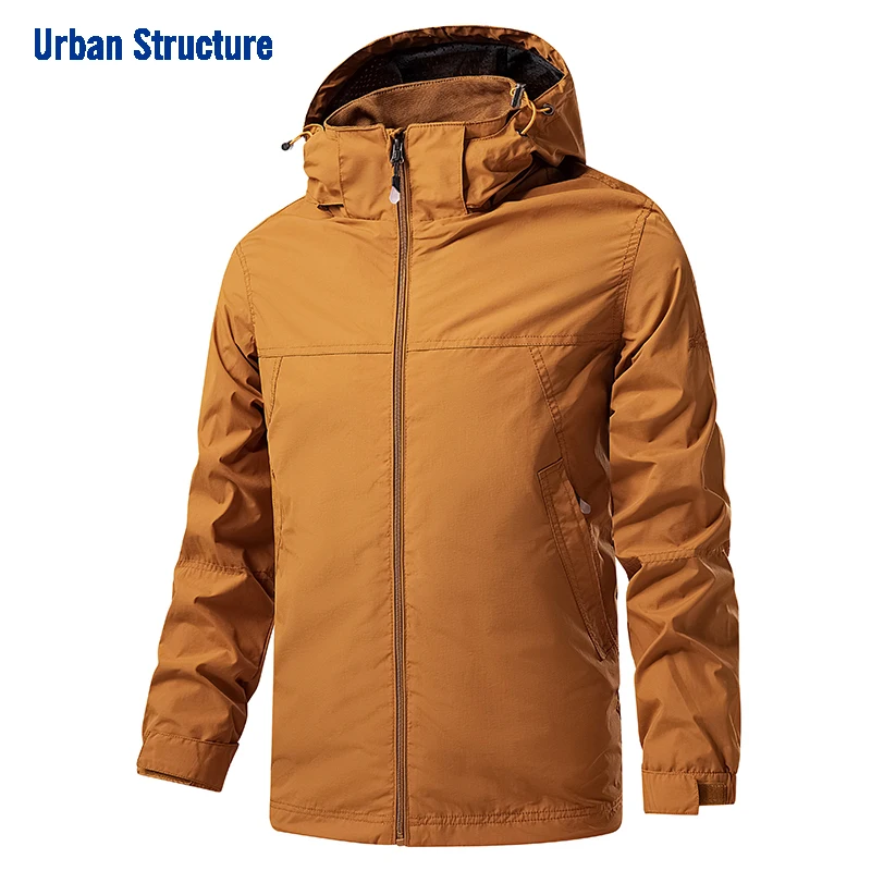 Men's Water Resistance Jackets Lightweight Windbreaker Hooded Coats Spring Autumn Windproof Hiking Camping Jackets Male