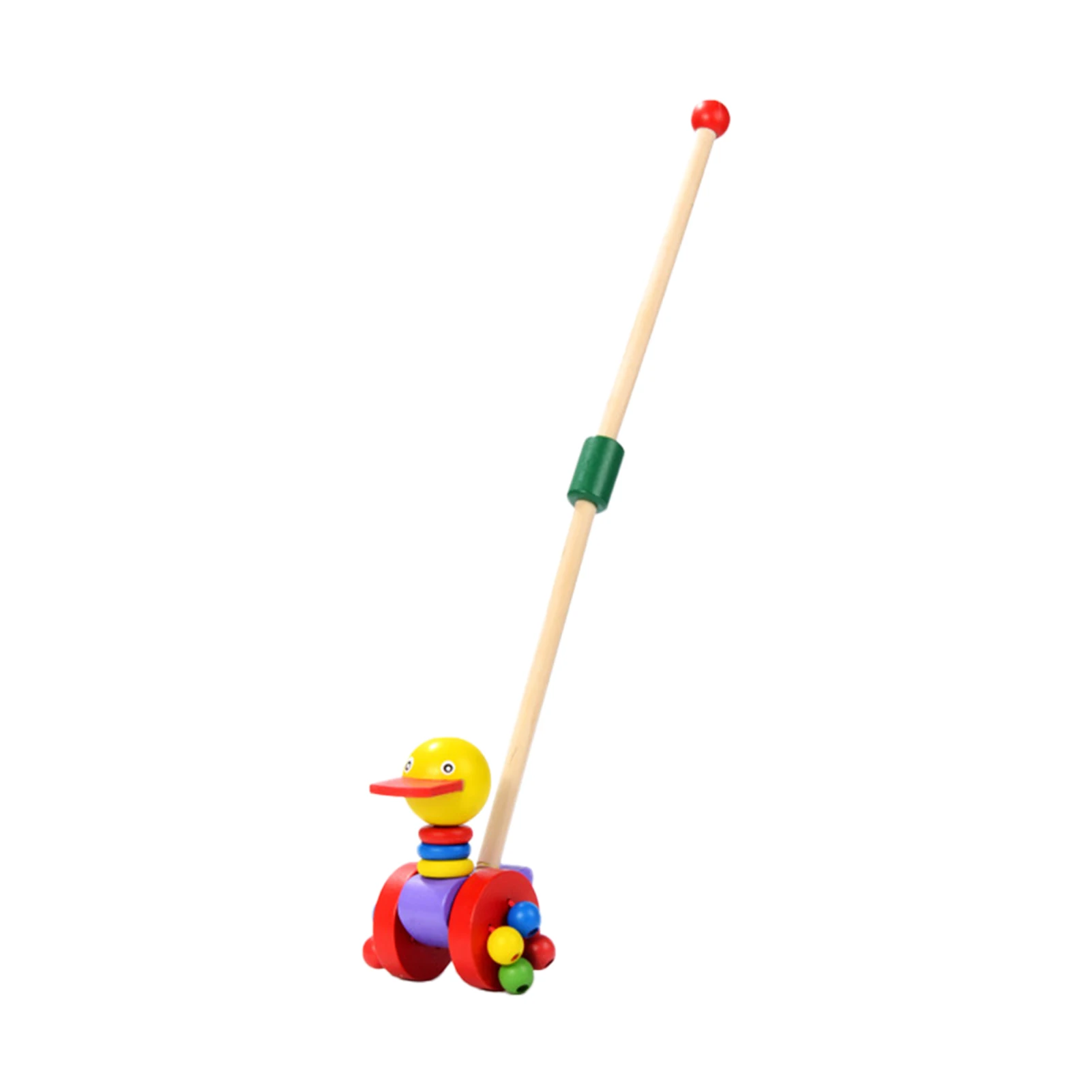

Funny Colorful Gift Reusable Early Developmental Cartoon Animal Wood Baby Push Along Toy Single Pole Toddler Walking