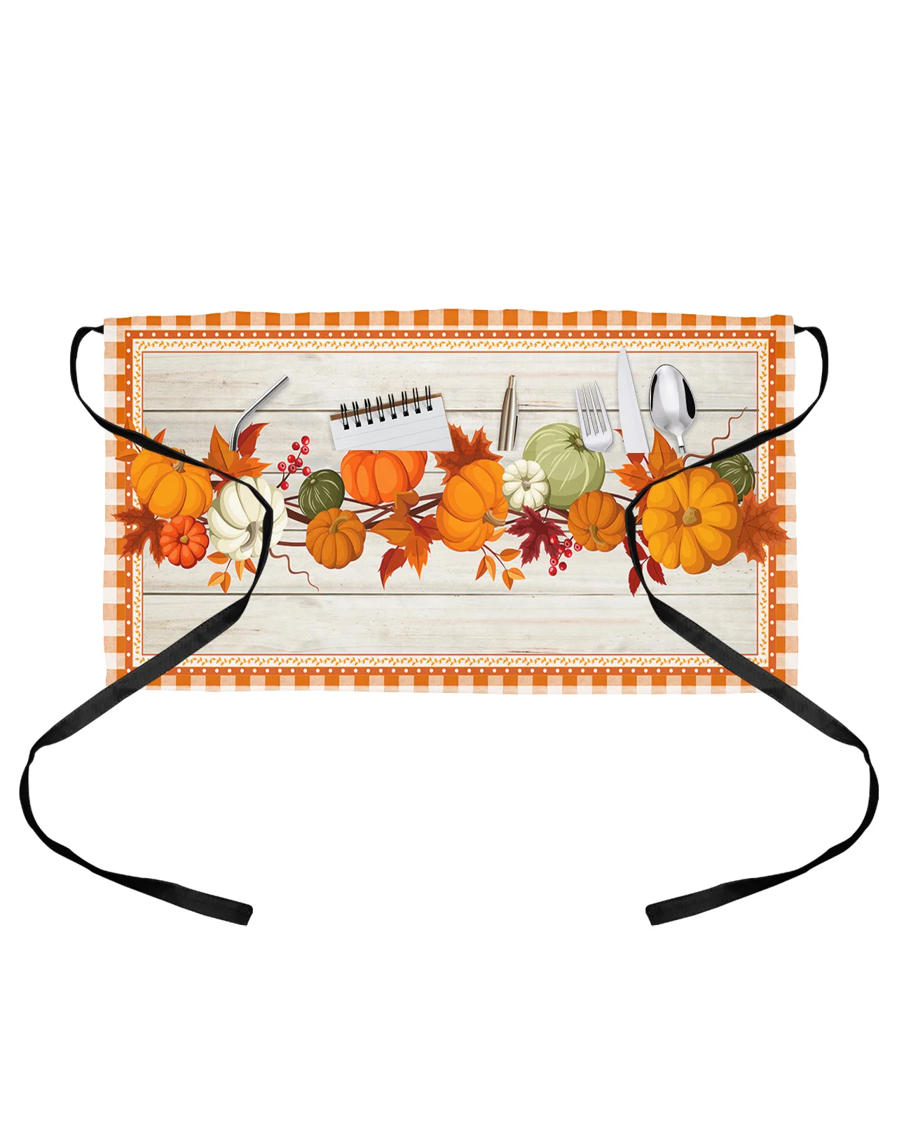 

Фартук для кухни, водонепроницаемый кухонный фартук с карманами, имитацией древесины, кленового листа, тыквы, на День Благодарения, для уборки