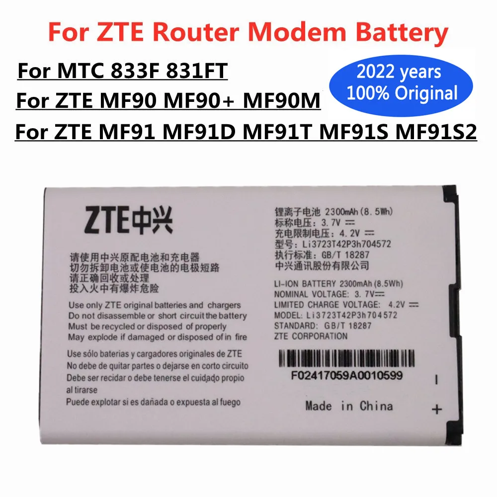 

2022 New 4G Wifi Router Modem Battery For ZTE MF91 MF90 MF90+ MF90M MF91D MF91T MF91S MF91S2 MTC 833F 831FT Li3723T42P3h704572