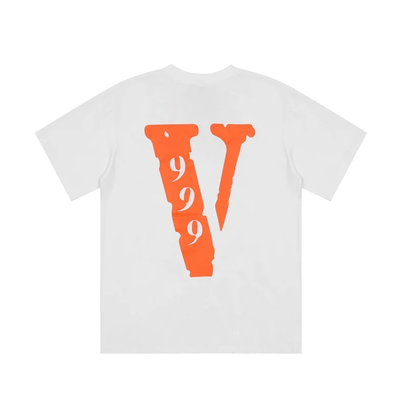Фото Повседневная Свободная футболка Vlone 22ss из 999 хлопка с коротким рукавом и круглым вырезом №3