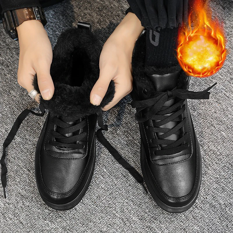 Men Shoes Winter Men's High-tops Sneakers Flats Men Casual Shoes Walking Shoes White Mans Footwear Winter Warm Plus Cotton Shoes