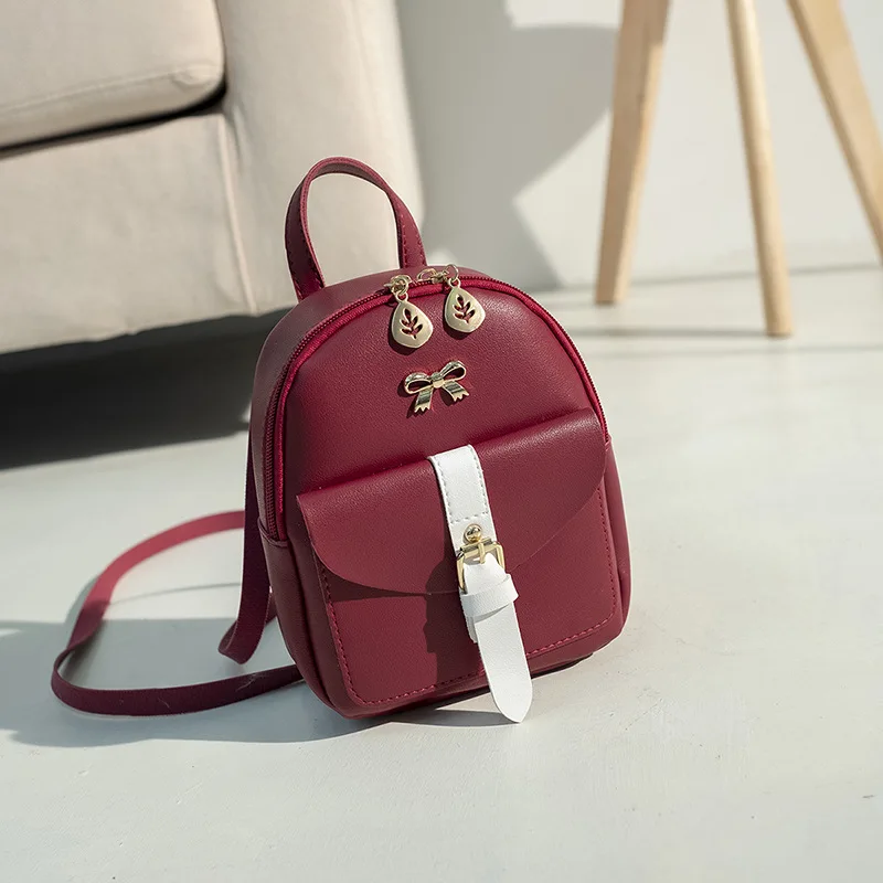 

PU Leather Small Backpack For Teenage Girls Fashion Leisure Zipper Shoulder Bag Knapsack Mini Female School Backpack