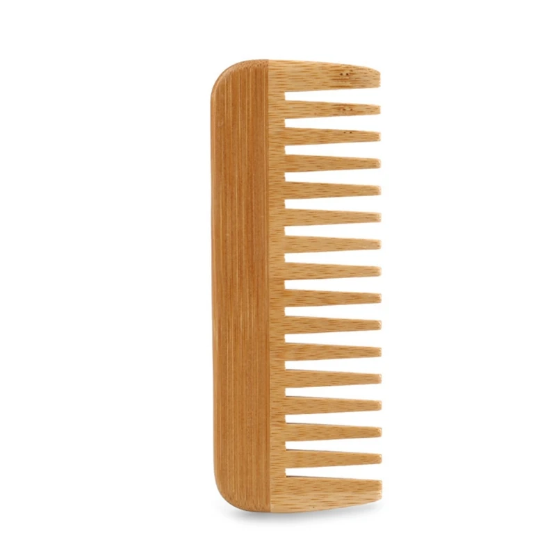 

Расческа из натурального бамбука с широкими зубьями расческа для распутывания антистатические вьющиеся волосы для женщин и мужчин сглажив...