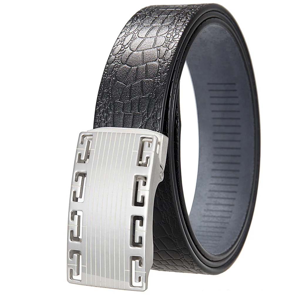 Top Quality Men's Genuine Leather Belt Business Luxury Leather Belt Dress Belt Toothless Buckle Belt Men's Fashion Formal Jeans